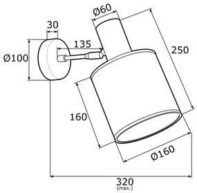 Argon 4279 - Faretto da parete HERMAN 1xE27/15W/230V ottone/nero
