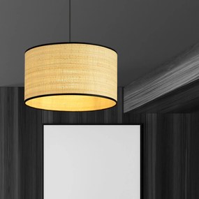 Sospensione Nordica 1 Luce Aston In Acciaio Nero E Rattan