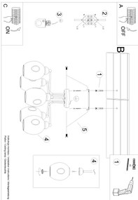 Sollux SL.1145 - Lampadario a stelo FILLAN 5xE27/60W/230V nero