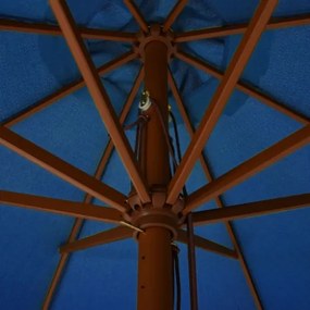 Ombrellone da Esterni con Palo in Legno 330 cm Azzurro