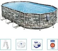 Bestway Set Piscina Power Steel Comfort Jet Series Ovale 610x366x122cm