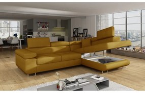 Divano angolare giallo allungabile/con contenitore (con penisola a destra/a L) Anton – ELTAP