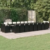 Set da Pranzo da Giardino 21 pz con Cuscini in Polyrattan Nero 3095667