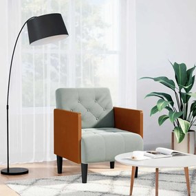 Divano Sedia Con Braccioli Grigio Chiaro 55 Cm İn Velluto /