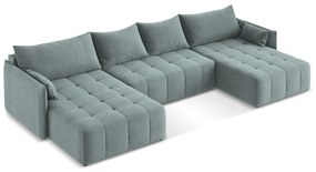 Divano angolare blu allungabile/con contenitore (a U) Moku – Makamii