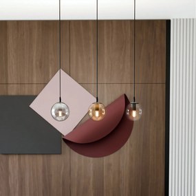 Sospensione Moderna 3 Luci Kali In Acciaio Nero E Sfere In Vetro Multicolor