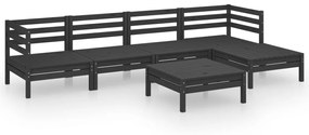 Set salotto da giardino 6 pz in legno massello di pino nero