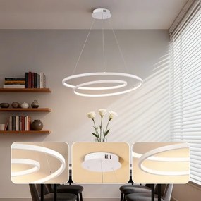 Brilagi-LED Lampadario a sospensione dimmerabile TWISTER LED/75W/230V Ø 70 cm bianco + telecomando
