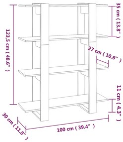 Libreria/Divisorio Rovere Marrone 100x30x123,5 cm