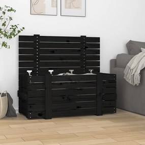 Contenitore Portaoggetti Nero 91x40,5x42 Cm Legno Massello Pino /