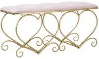 Panca Heart Rosa 105x37,5x51,5 cm in Ferro e MDF e Spugna e Poliestere Oro e Rosa