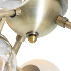 Plafoniera smart bronzo con vetro ambrato 12 luci incl. 12 Wifi G9 - Bianca