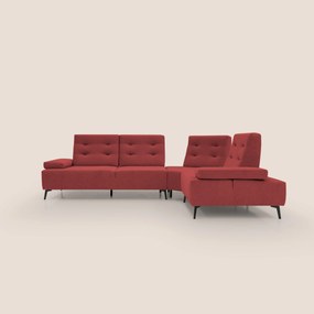 Lugano Divano angolare con schienali traslanti in microfibra effetto velluto T09 rosso