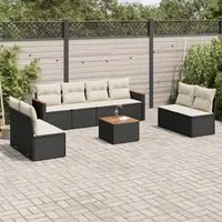 Set Divani da Giardino 9 pz con Cuscini Nero in Polyrattan 3258297