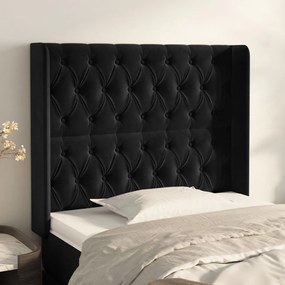 Testiera Ad Orecchio Nera 103x16x118/128 Cm İn Velluto /