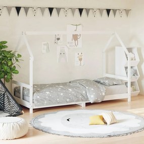 Giroletto Per Bambini Bianco 80x200cm İn Legno Massello Di Pino /
