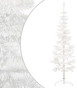 Albero Natale Artificiale Sottile a Metà Supporto Bianco, 150 cm