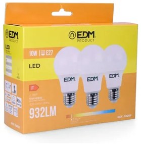 Confezione da 3 lampadine LED EDM F 10 W E27 810 Lm Ø 6 x 10,8 cm (3200 K)