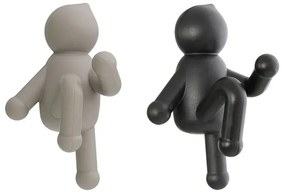 Set 2 appendini da muro nero e tortora con due modalità di fissaggio  Bruce