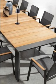 Tavolo Da Esterno In Alluminio Piano In Teak Allungabile 110x253/384 Cm Cameron Antracite Bizzotto