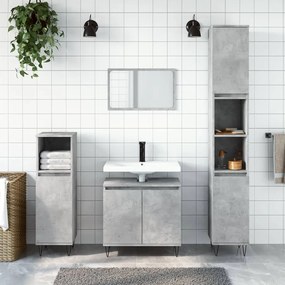 Set Di Mobili Da Bagno 3 Pz Grigio Cemento İn Legno Multistrato /