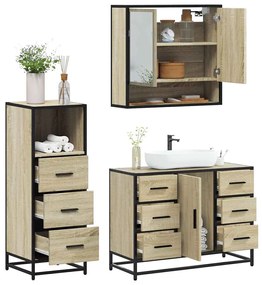 Set Mobili Da Bagno 3 Pz Rovere Sonoma İn Legno Multistrato /