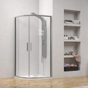 Box doccia semicircolare 90x90 finitura argento opaco | KE-2000A - KAMALU