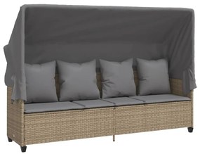 Set divano da giardino 5 pz con cuscini beige in polyrattan