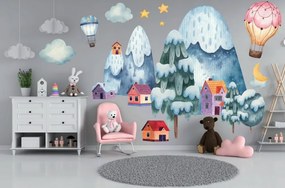 Bellissimo adesivo per la cameretta dei bambini paesaggio innevato 60 x 120 cm