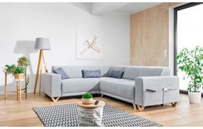 Divano angolare grigio chiaro allungabile e con contenitore (con penisola a sinistra/a L) Classy Sophie – Miuform