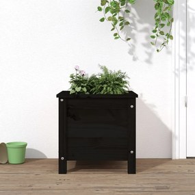 Fioriera Da Giardino Nera 40x40x39 Cm Legno Massello Di Pino /