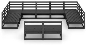 Set divani da giardino 11 pz in legno massello di pino