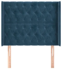 Testiera ad orecchio blu scuro 103x16x118/128 cm in velluto