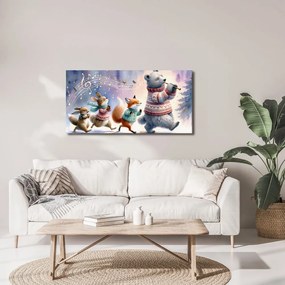 Quadro su tela – Parata invernale di animali con melodia