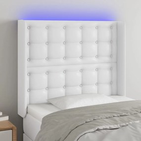 Testiera A Led Bianco 93x16x118/128 Cm İn Similpelle /