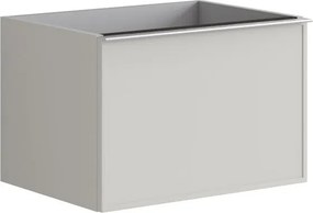 Cassettiera Pixel con 2 cassetti  frontale frame laccato opaco Beige Greige e maniglia alluminio brillante L60 x H40 x P45,5 cm