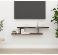 Scaffale TV a Parete Rovere Fumo 125x18x23 cm Legno Multistrato cod mxl 50964