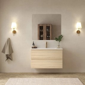 Mobile bagno 100 cm lavabo integrato legno chiaro | KAM-HR100 - KAMALU