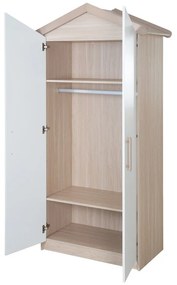 Armadio per bambini bianco/di colore naturale con effetto rovere 96x190x50 cm Cabane – Roba