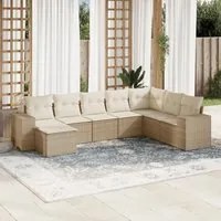 Set Divano da Giardino 8 pz con Cuscini Beige in Polyrattan 3255295