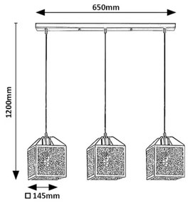 Rabalux 72219 - Lampadario a sospensione con filo SAMILO 3xE27/40W/230V nero
