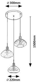 Rabalux 72023 - Lampadario a cavo DVORA 3xE27/40W/230V