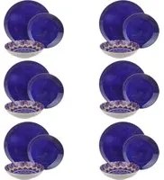 Servizio 18 piatti blu fondo mandala Kyoto