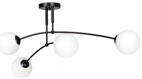 Lampadario a Sospensione in Acciaio e Vetro PREGOS 4 Nero/Bianco 4xE14 Colore del corpo Nero
