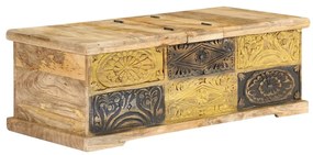 Tavolino Da Salotto 100x50x35 Cm İn Legno Massello Di Mango /