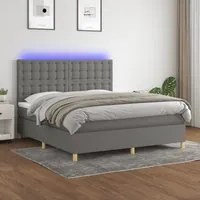 Letto a Molle Materasso e LED Grigio Scuro 180x200cm in Tessutocod mxl 75066