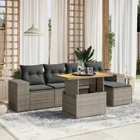 Set Divano da Giardino 6 pz con Cuscini Grigio in Polyrattan 3275923