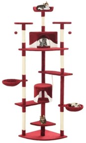 Albero per Gatti e Tiragraffi in Sisal 203 cm Rosso e Bianco