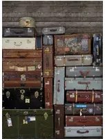 Rebel Walls Carta da parati panoramica Stacked Suitcases - Large Heap