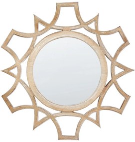 Specchio da parete legno chiaro ø 60 cm ZAPOPAN  Beliani